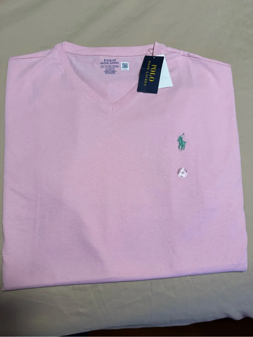 Polo by Ralph Lauren Men’s Light Pink V-Neck Polo Shirt